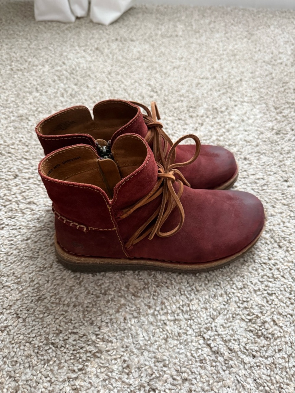 Born Women’s Red Suede Lace-Up Ankle Boots - Picture 2 of 8